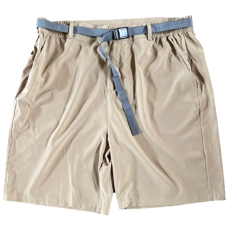 Gradual Mens XXXL  Khaki Cargo Shorts W/ Zipper Pockets And Belt Outdoor Shorts